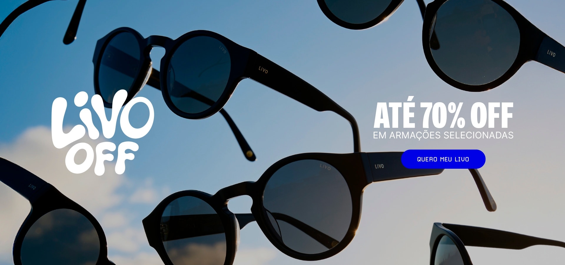 LIVO OFF: Até 70% de desconto em armações! Aproveite.