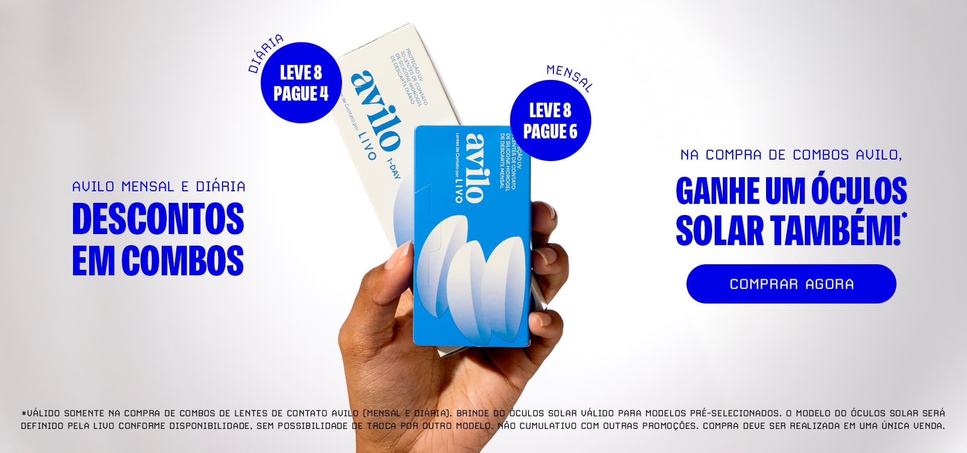 Compre combos Avilo com desconto e ganhe 1 óculos solar
