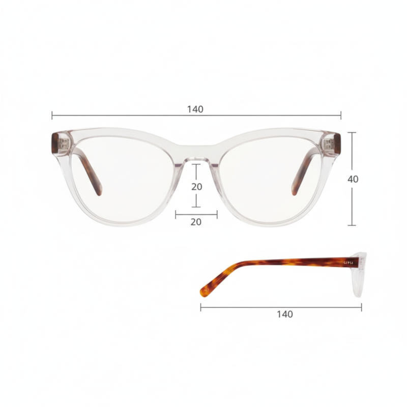 Dimensões Óculos Livo Nora - Cristal + Demi Ruivo