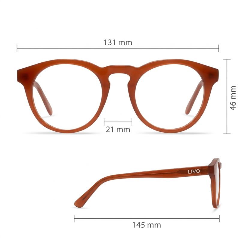 Dimensões Óculos Livo John - Cobre Leitoso