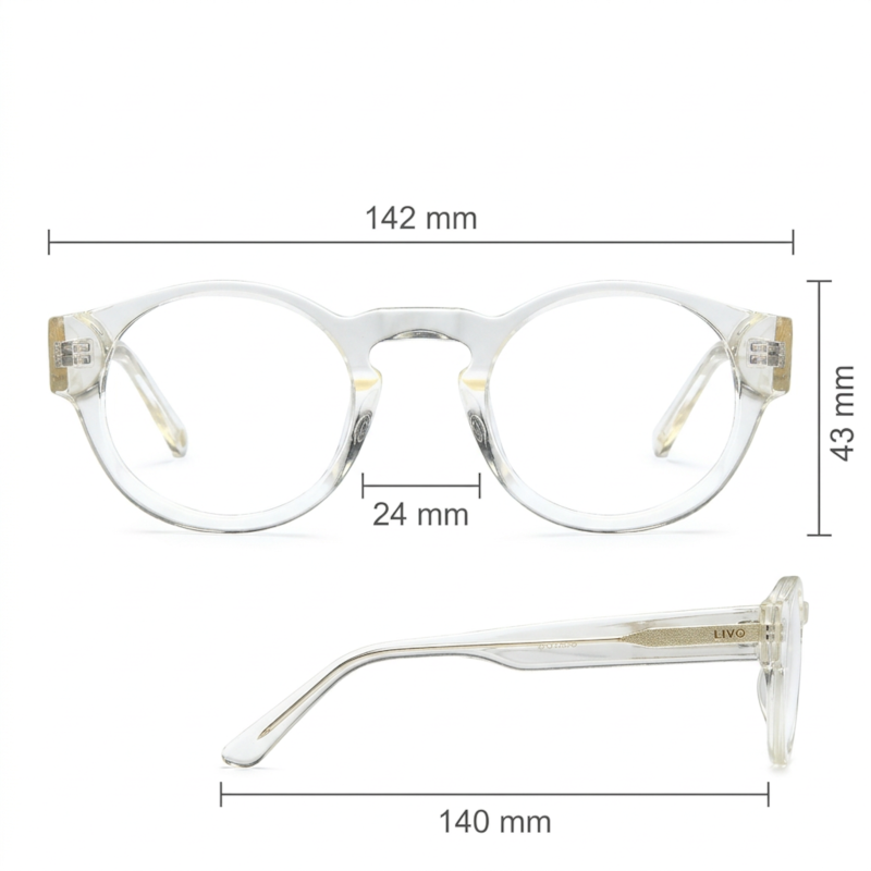Dimensões Óculos Livo Jules - Areia Gelo