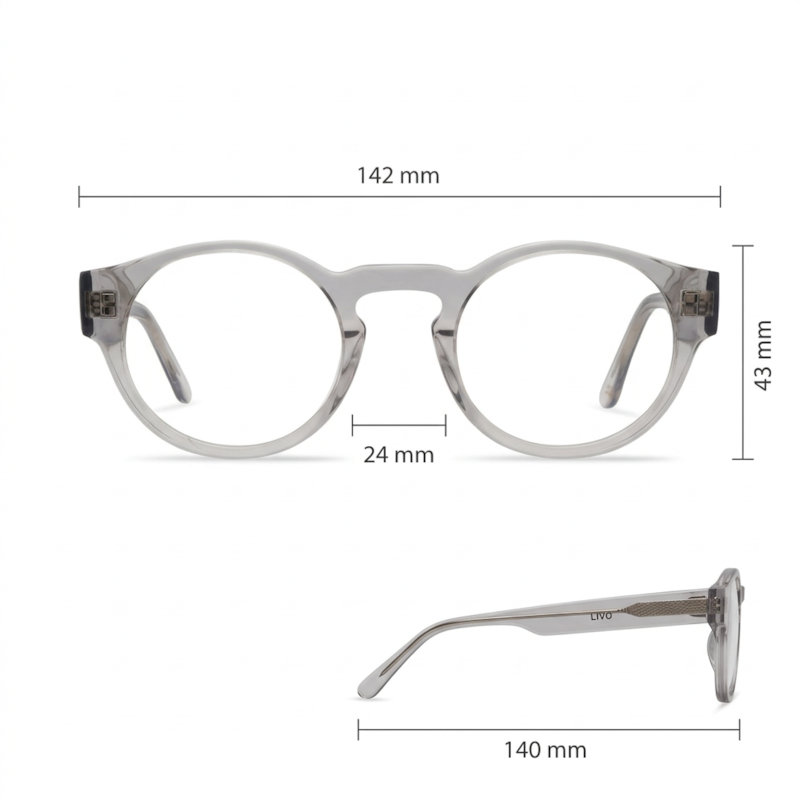 Dimensões Óculos Livo Jules - Cinza Cristal