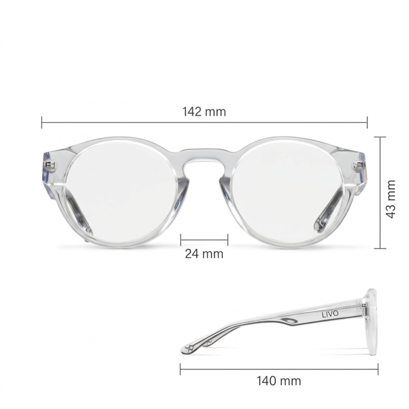 Dimensões Óculos Livo Jules - Cristal