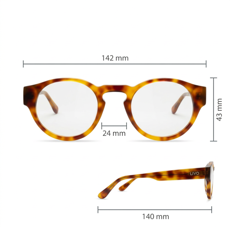 Dimensões Óculos Livo Jules - Demi Amarelo