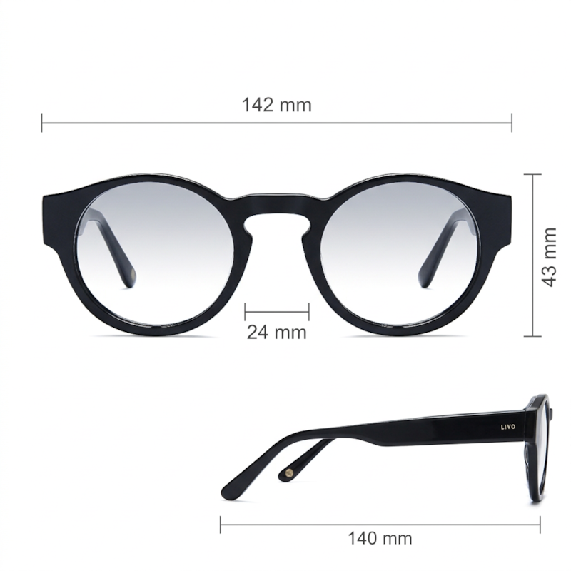 Dimensões Óculos Livo Jules - Preto