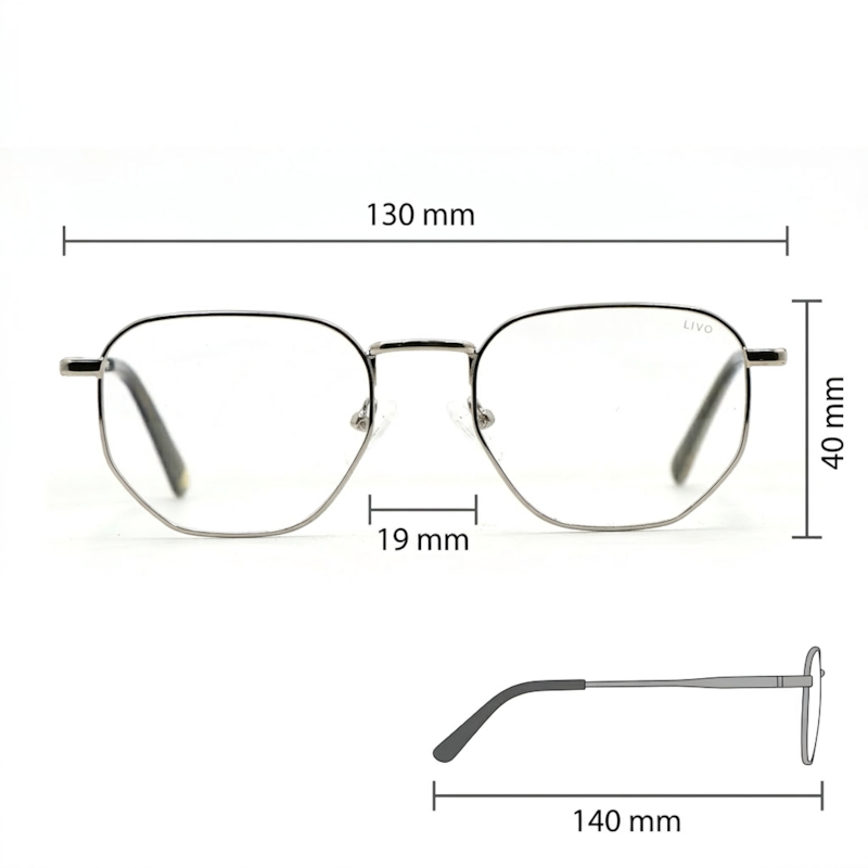 Dimensões Óculos Livo Mario - Prata