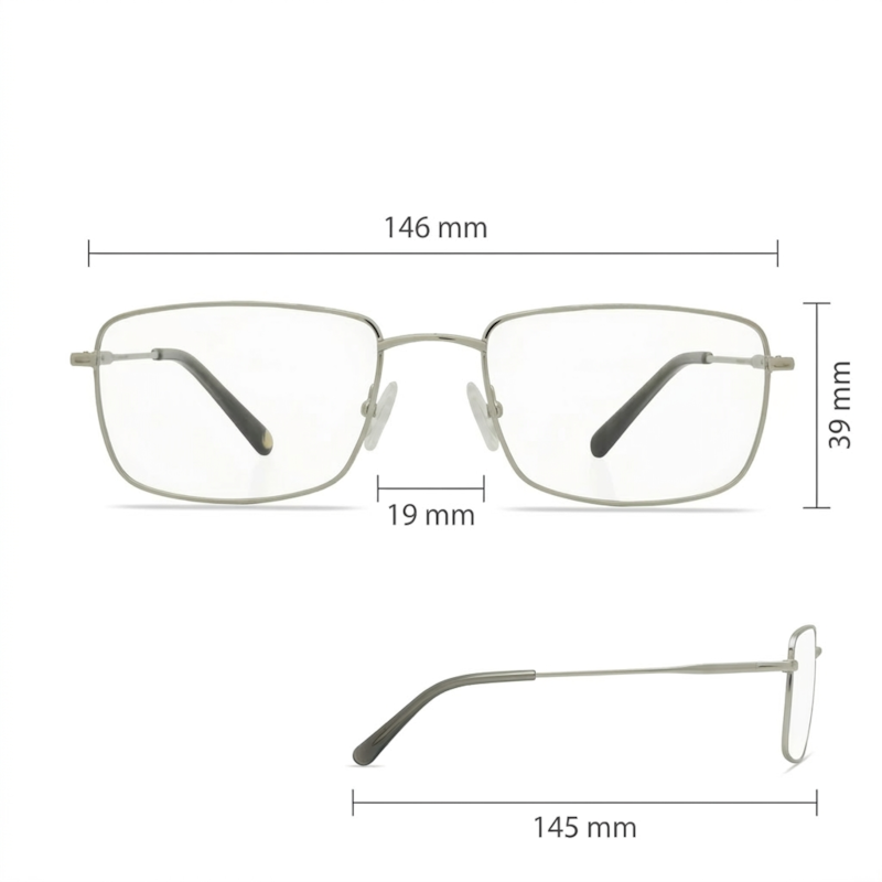 Dimensões Óculos Livo Miguel - Prata