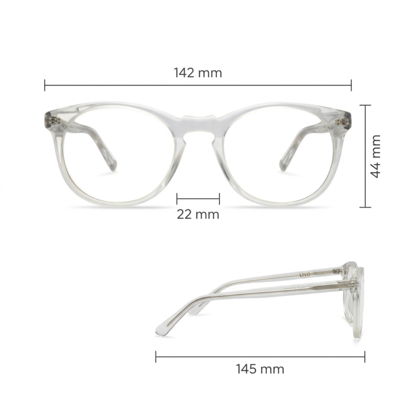 Dimensões Óculos Livo Miles - Cristal
