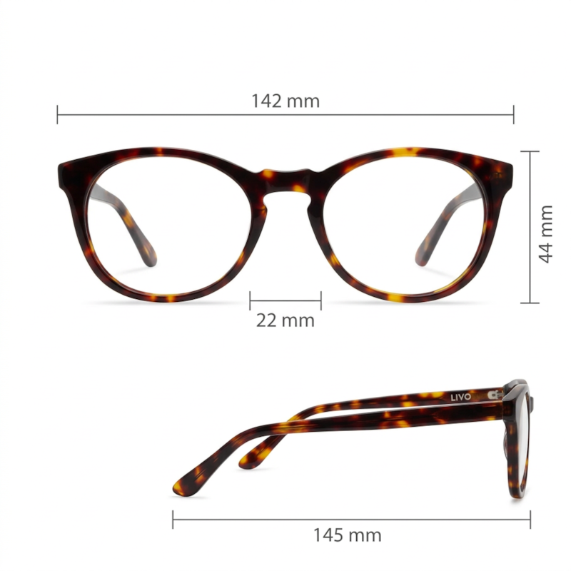 Dimensões Óculos Livo Miles - Demi Classico