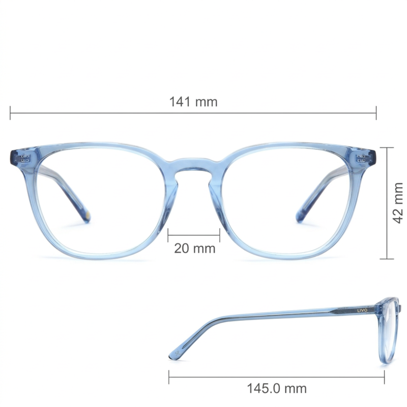 Dimensões Óculos Livo Ralph - Azul Cristal