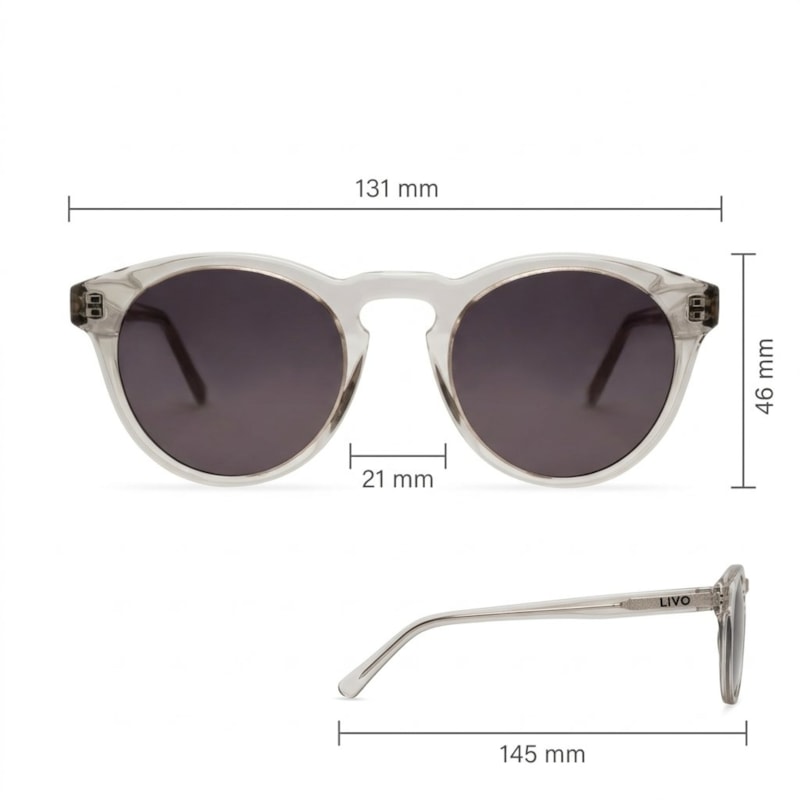 Dimensões Óculos Livo John - Cinza Cristal