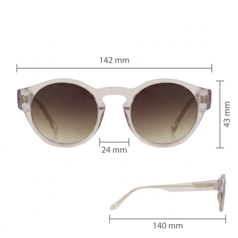 Dimensões Óculos Livo Jules - Cristal