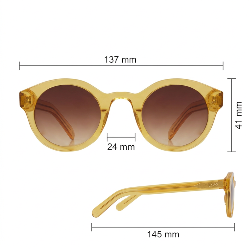 Dimensões Óculos Livo Louis - Amarelo Cristal