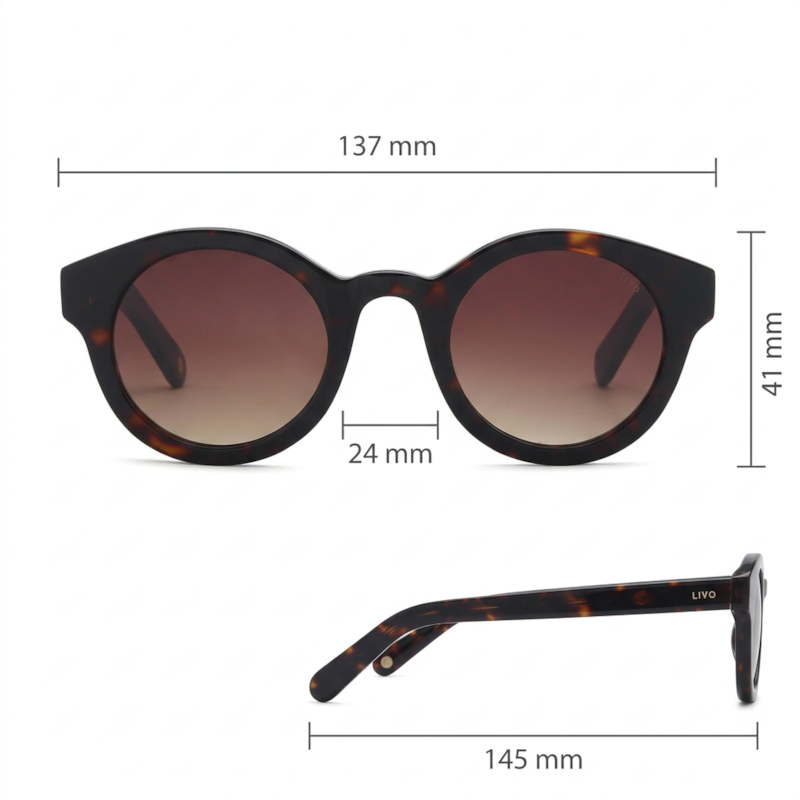 Dimensões Óculos Livo Louis - Demi Escuro