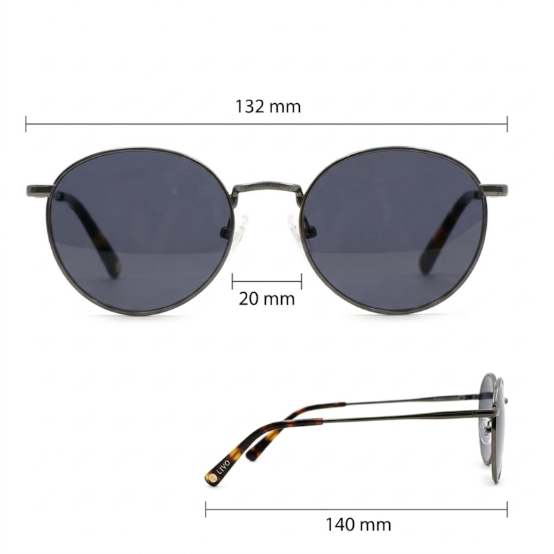 Dimensões Óculos Livo Martin - Chumbo Brilho