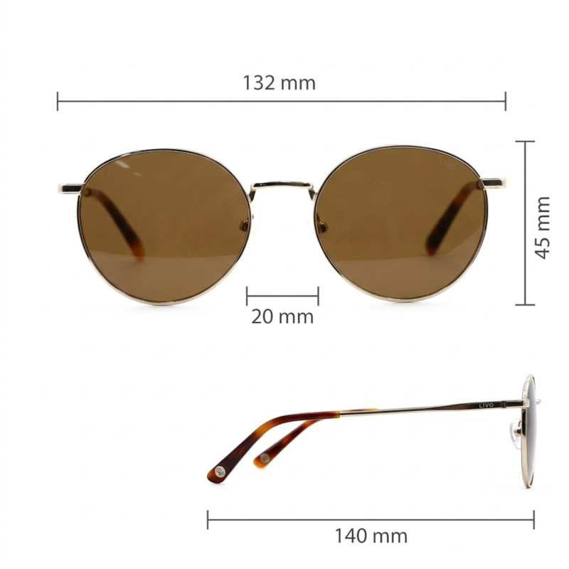 Dimensões Óculos Livo Martin - Ouro Brilho