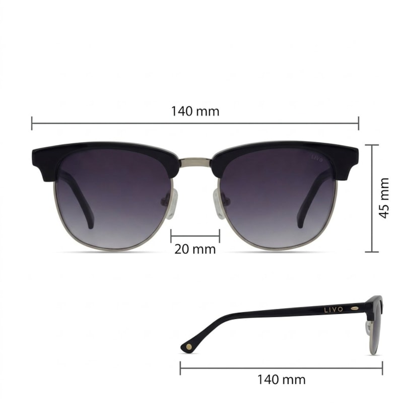 Dimensões Óculos Livo Massimo - Preto