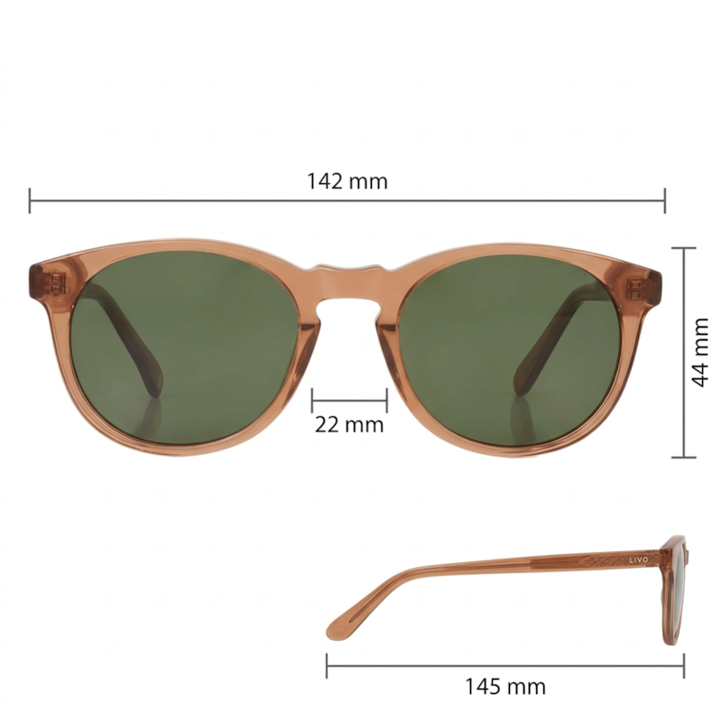 Dimensões Óculos Livo Miles - Marrom Cristal