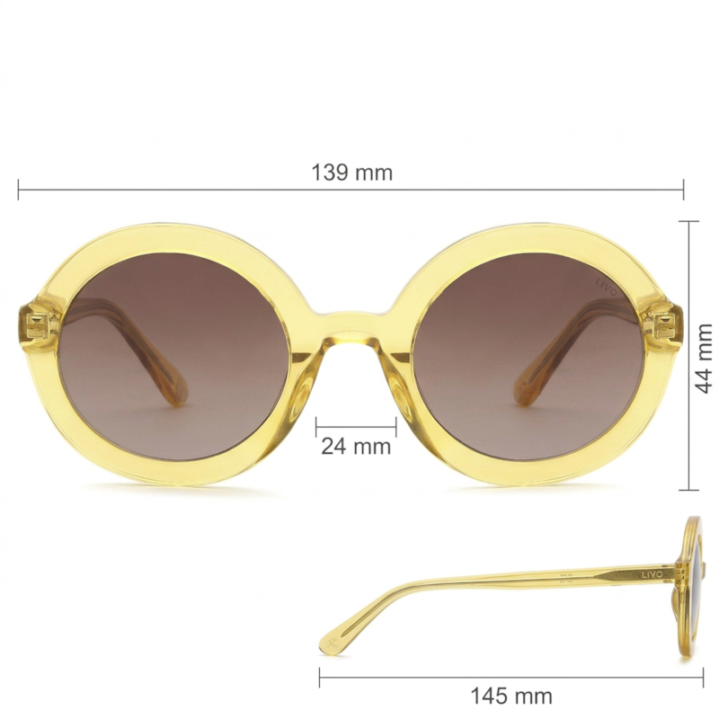 Dimensões Óculos Livo Rita - Amarelo Cristal