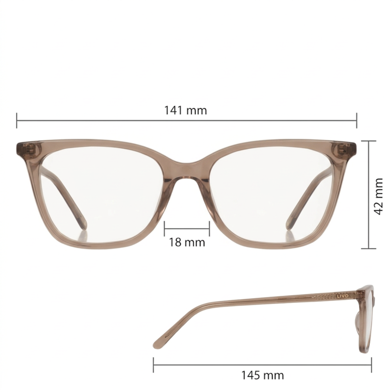 Dimensões Óculos Livo Ligia - Cinza Cristal