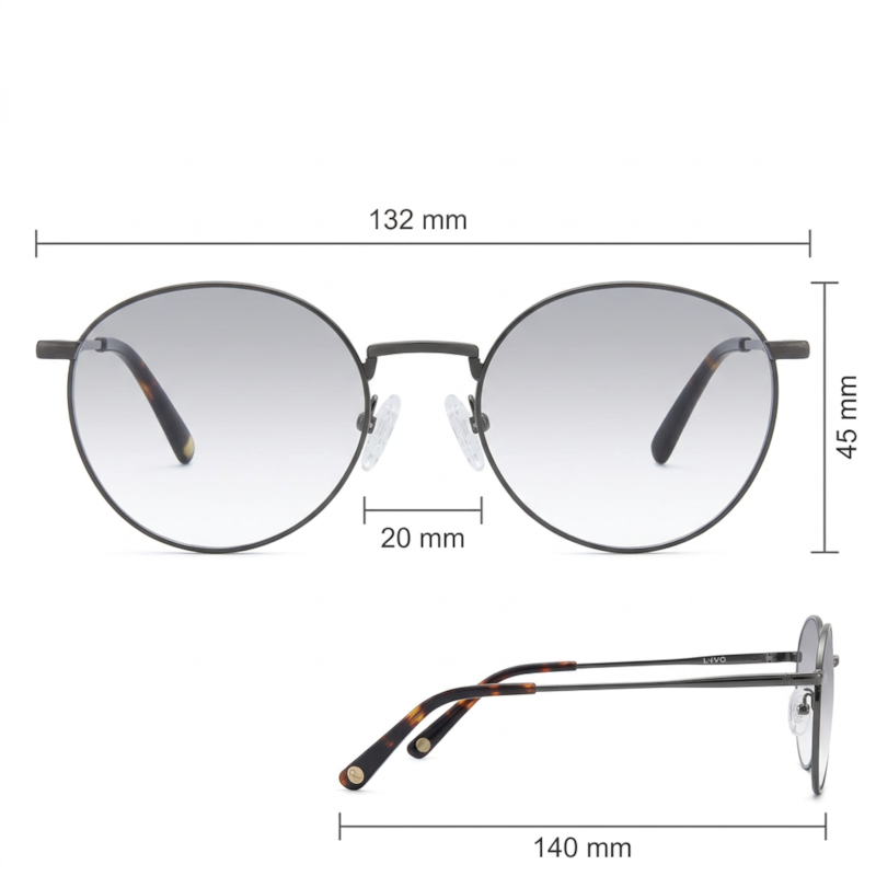 Dimensões Óculos Livo Martin - Chumbo Brilho