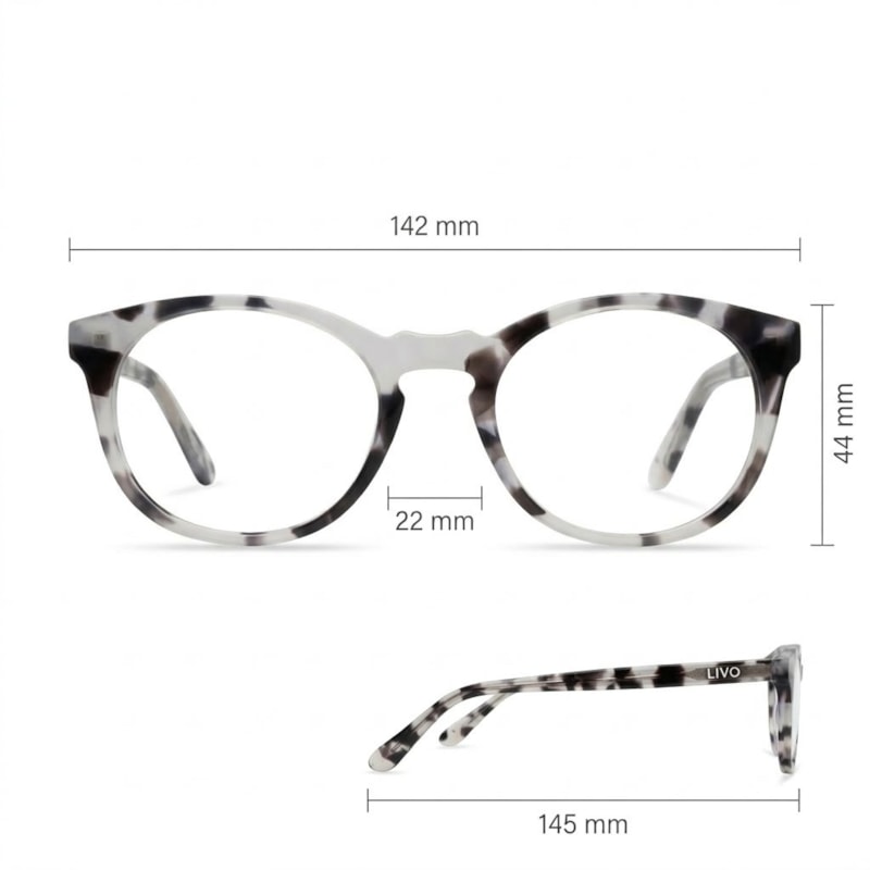 Dimensões Óculos Livo Miles - Demi Branco