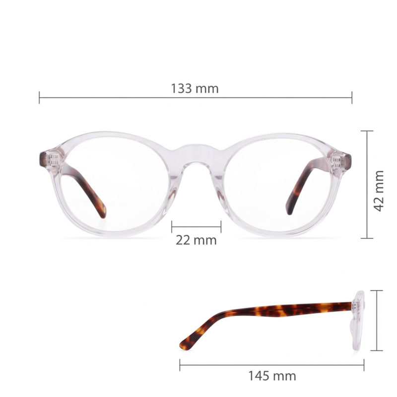 Dimensões Óculos Livo Octavio - Cristal + Demi Ruivo