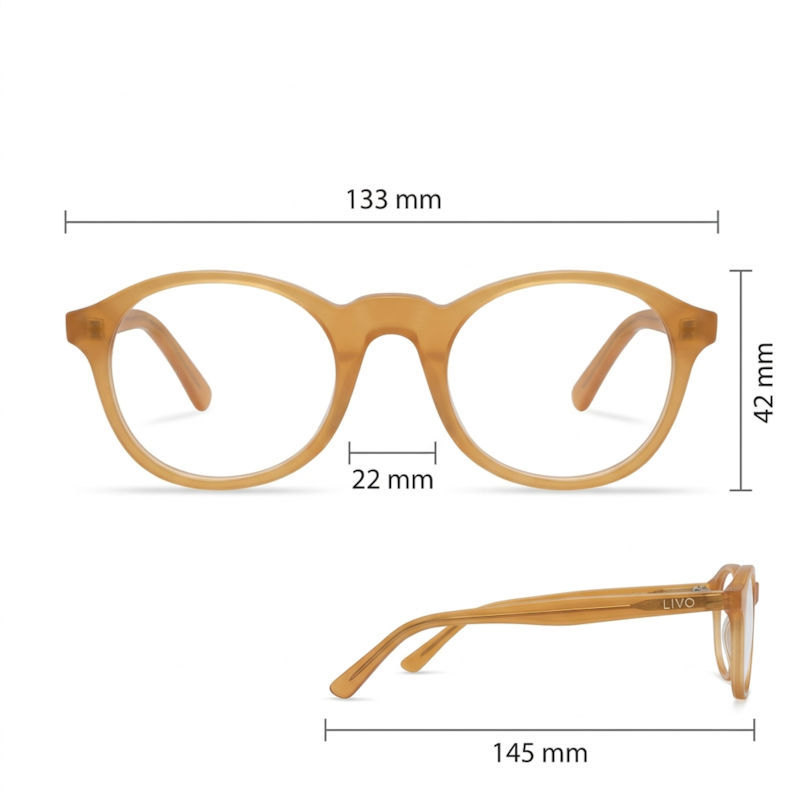 Dimensões Óculos Livo Octavio - Papaya