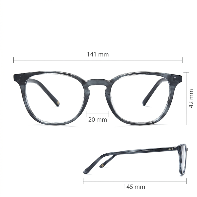 Dimensões Óculos Livo Ralph - Preto Cristal