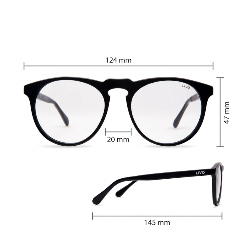 Dimensões Óculos Livo Jimmy - Preto