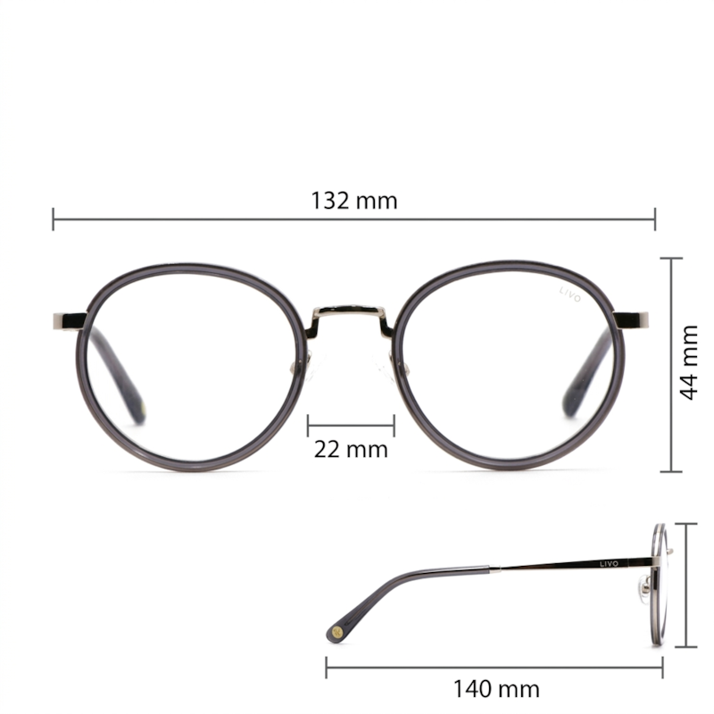Dimensões Óculos Livo Mica - Prata Fosco