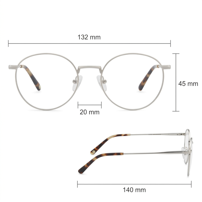 Dimensões Óculos Livo Martin - Prata Brilho