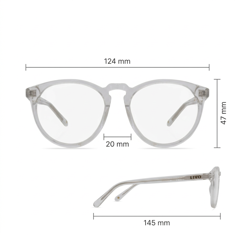 Dimensões Óculos Livo Jimmy - Cristal