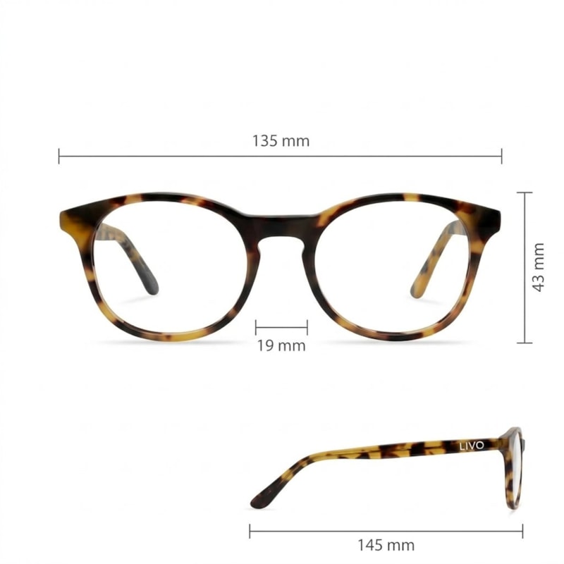 Dimensões Óculos Livo Art - Demi Amarelo