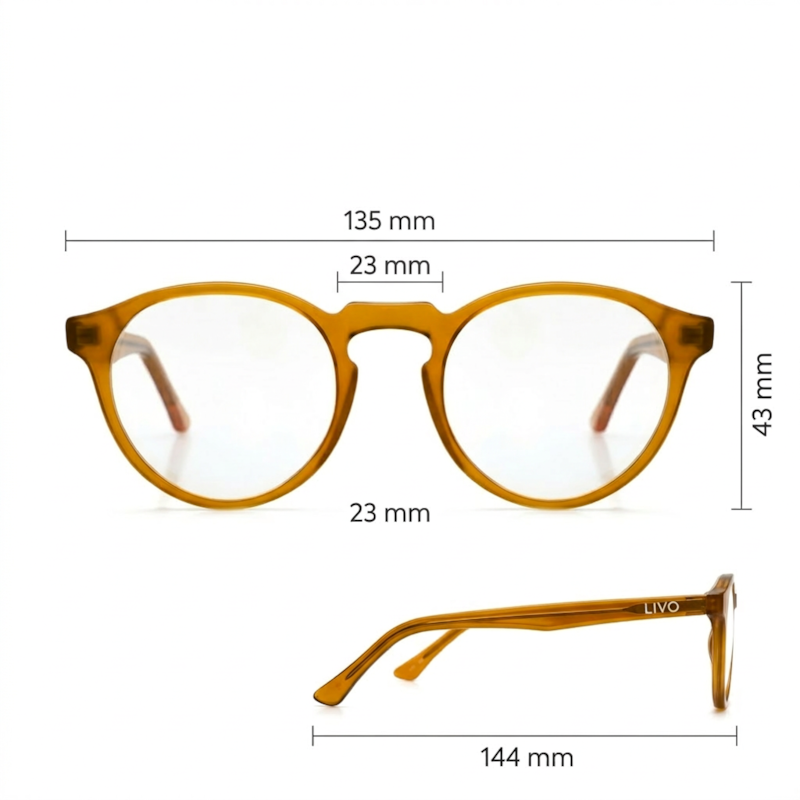 Dimensões Óculos Livo Armando - Caramelo
