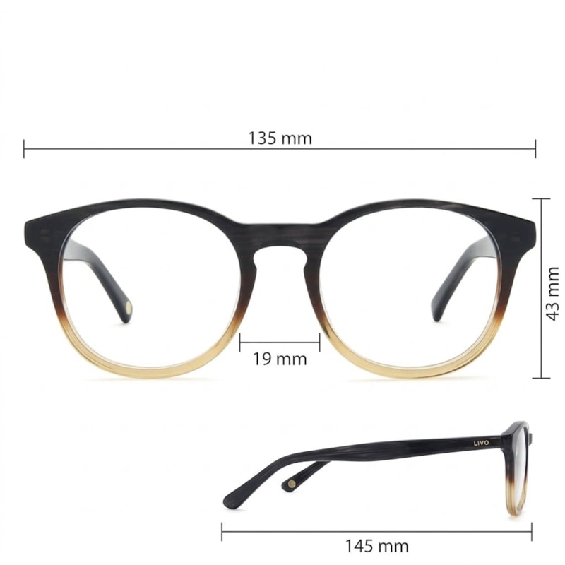 Dimensões Óculos Livo Art - Demi Honey