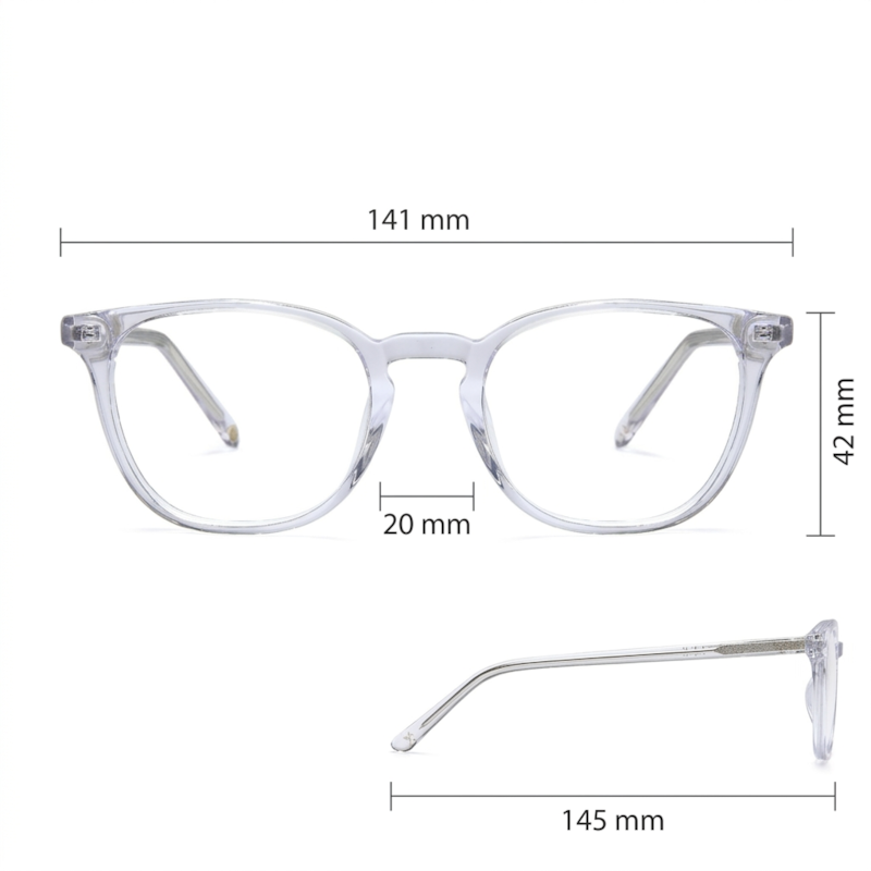 Dimensões Óculos Livo Ralph - Cristal