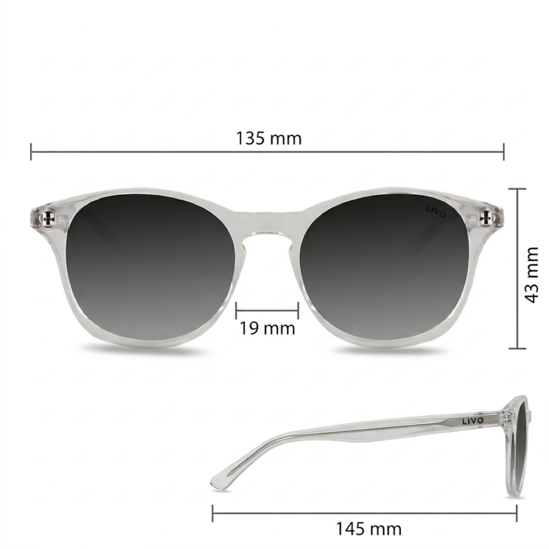 Dimensões Óculos Livo Art - Cristal