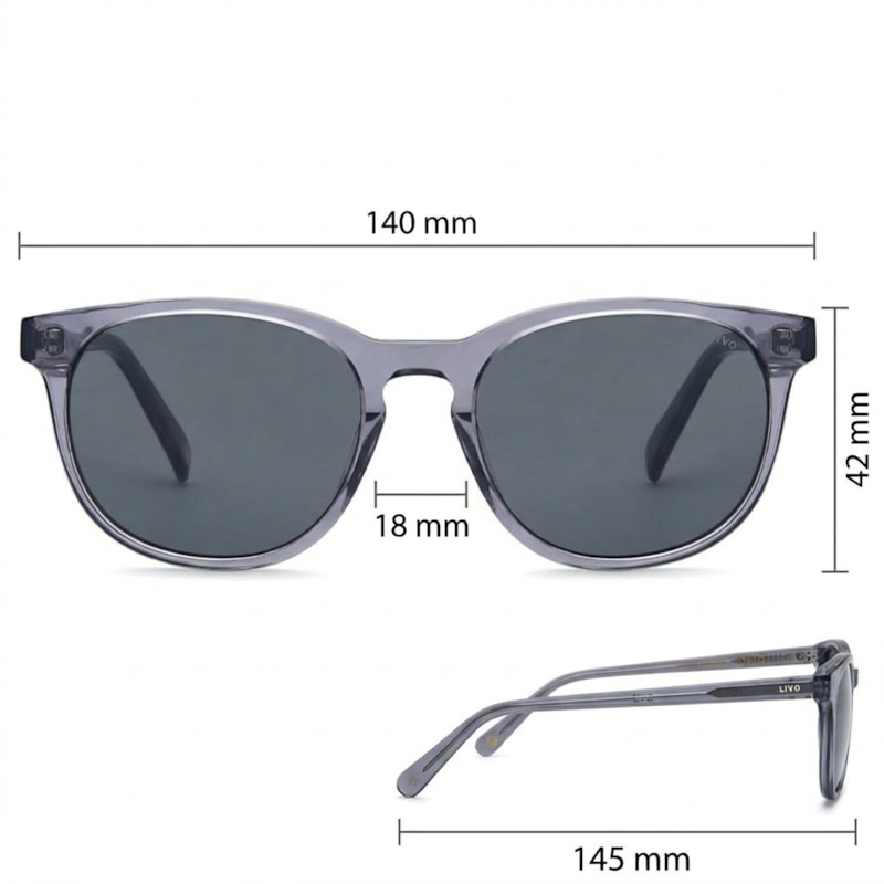 Dimensões Óculos Livo Edu - Cinza Cristal
