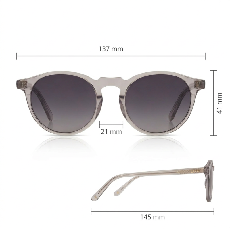 Dimensões Óculos Livo Fred - Cinza Cristal
