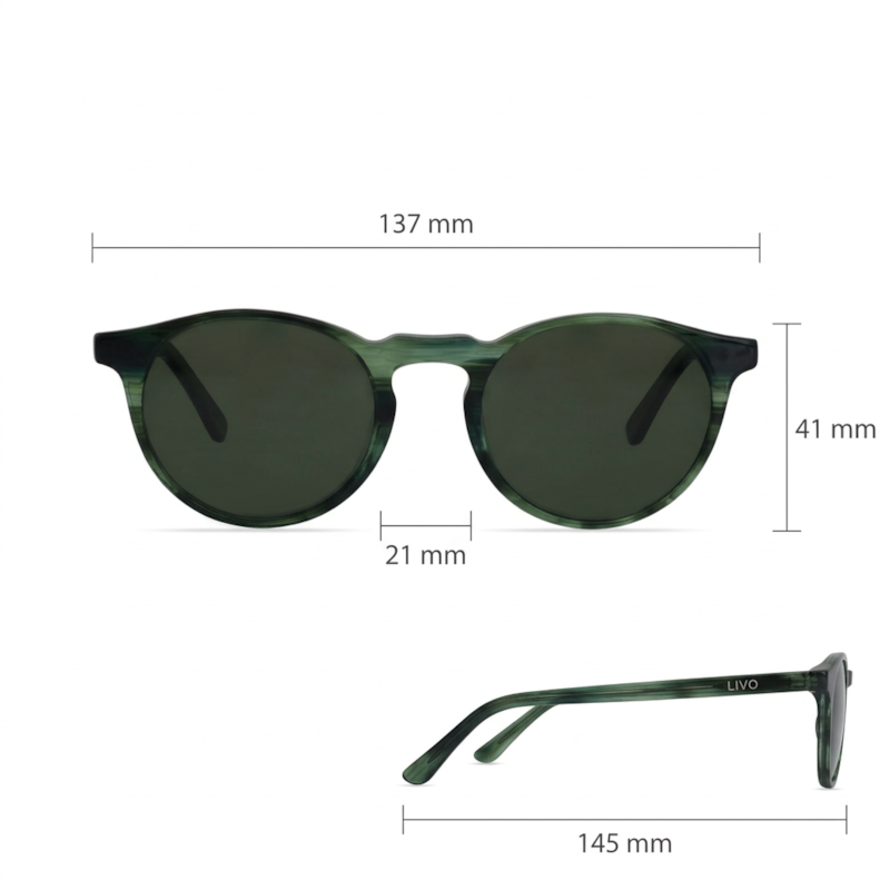 Dimensões Óculos Livo Fred - Verde Rajado