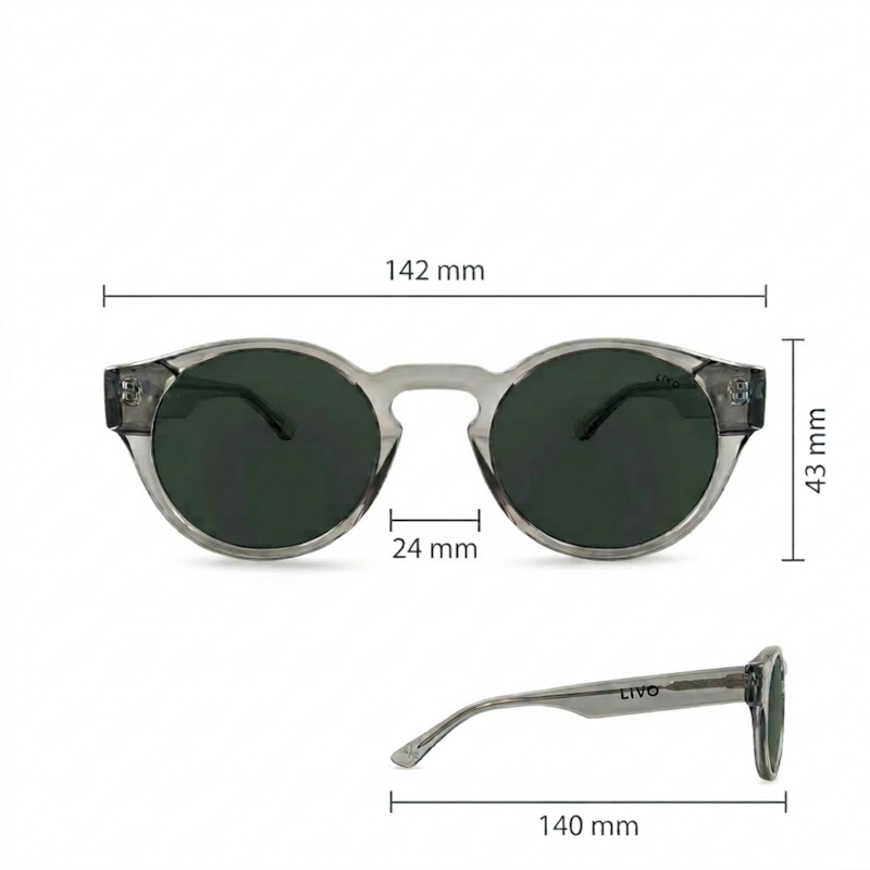 Dimensões Óculos Livo Jules - Cinza Cristal