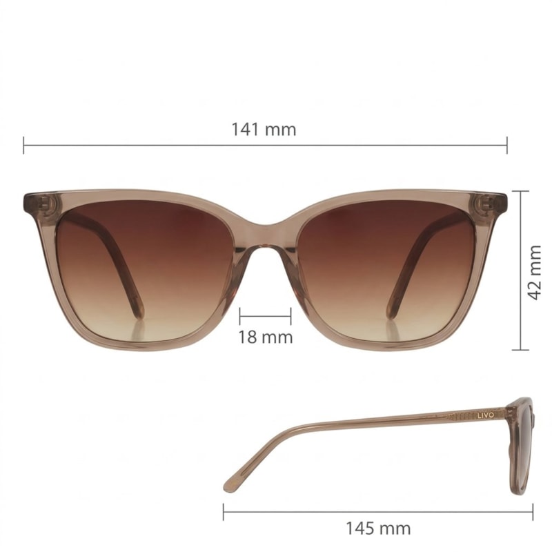 Dimensões Óculos Livo Ligia - Cinza Cristal