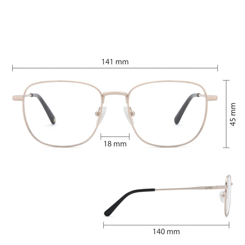 Dimensões Óculos Livo Max - Prata Brilho