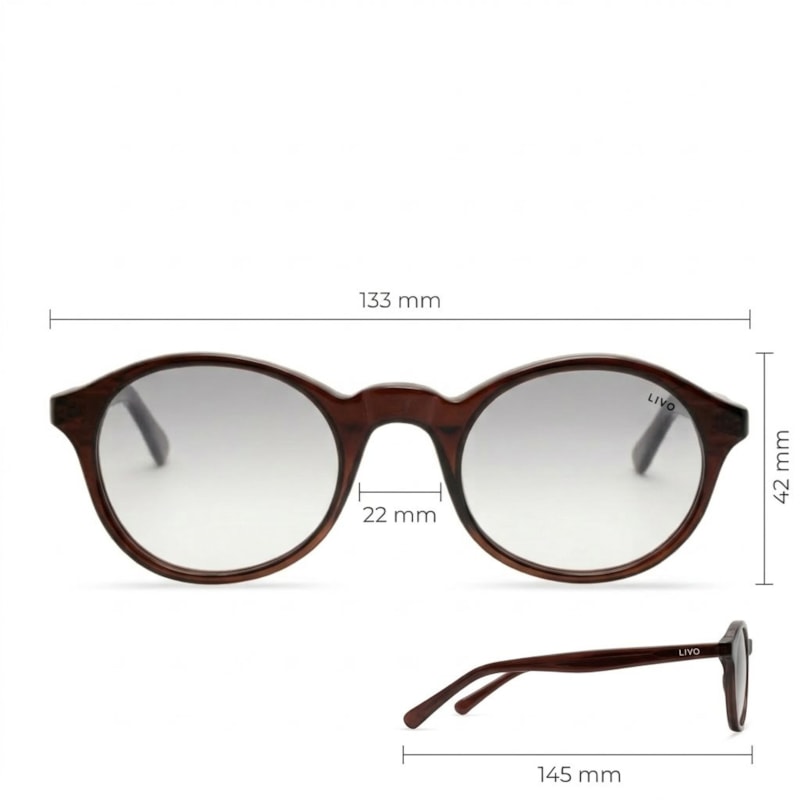 Dimensões Óculos Livo Octavio - Caramelo