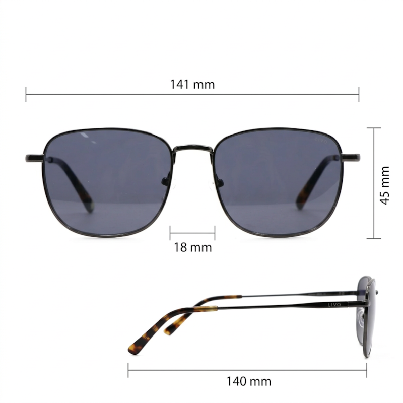 Dimensões Óculos Livo Max - Chumbo Brilho