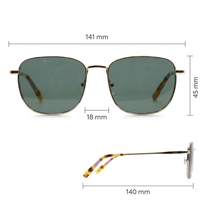 Dimensões Óculos Livo Max - Ouro Brilho