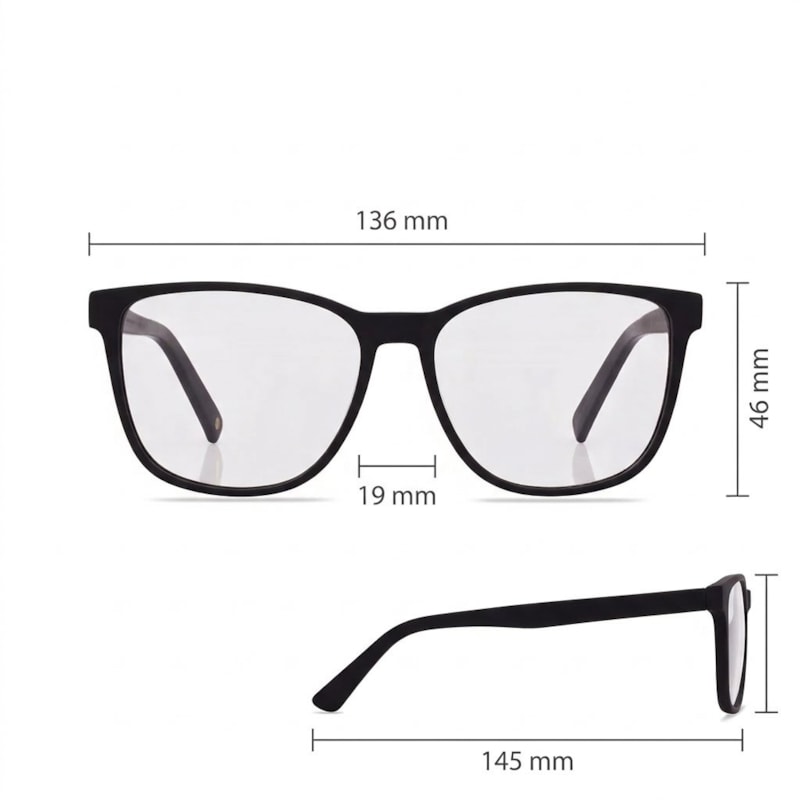 Dimensões Óculos Livo Rodrigo - Preto Fosco