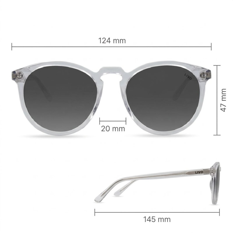 Dimensões Óculos Livo Jimmy - Cristal