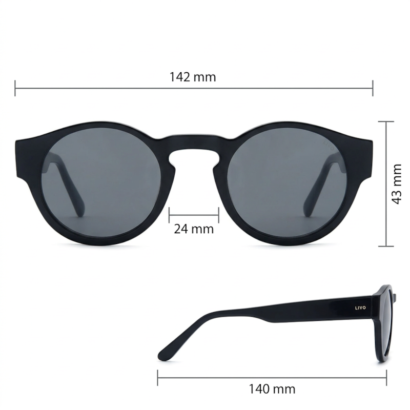 Dimensões Óculos Livo Jules - Preto